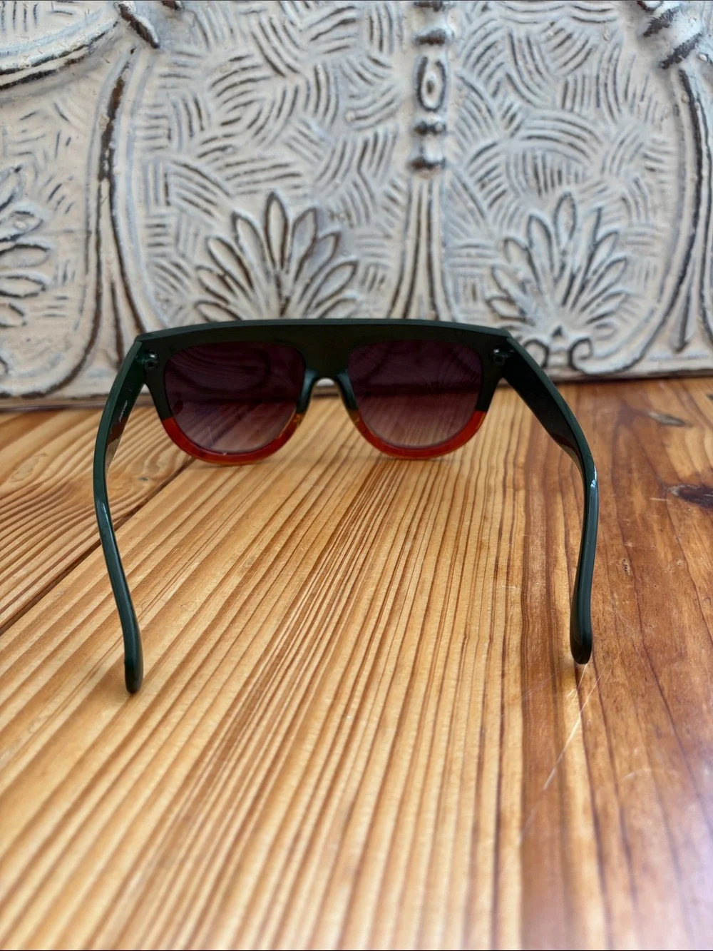 Oversized Green and Brown Retro Sunglasses